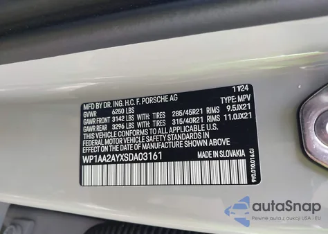 2025 Porsche Cayenne из США, поврежденный, VIN WP1AA2AYXSDA03161